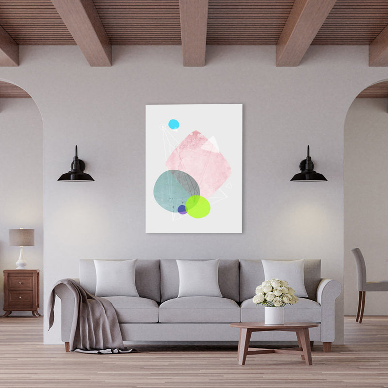 Lapped Graphic Pattern Art Print Textured Nordic Living Room Canvas in Gray and Pink