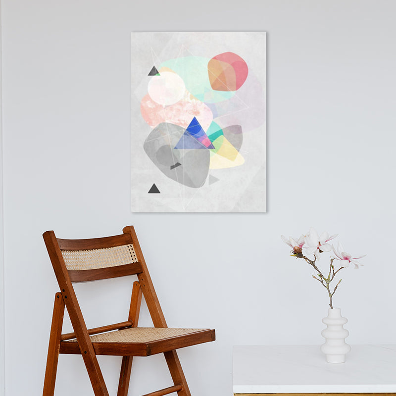 Lapped Graphic Pattern Art Print Textured Nordic Living Room Canvas in Gray and Pink