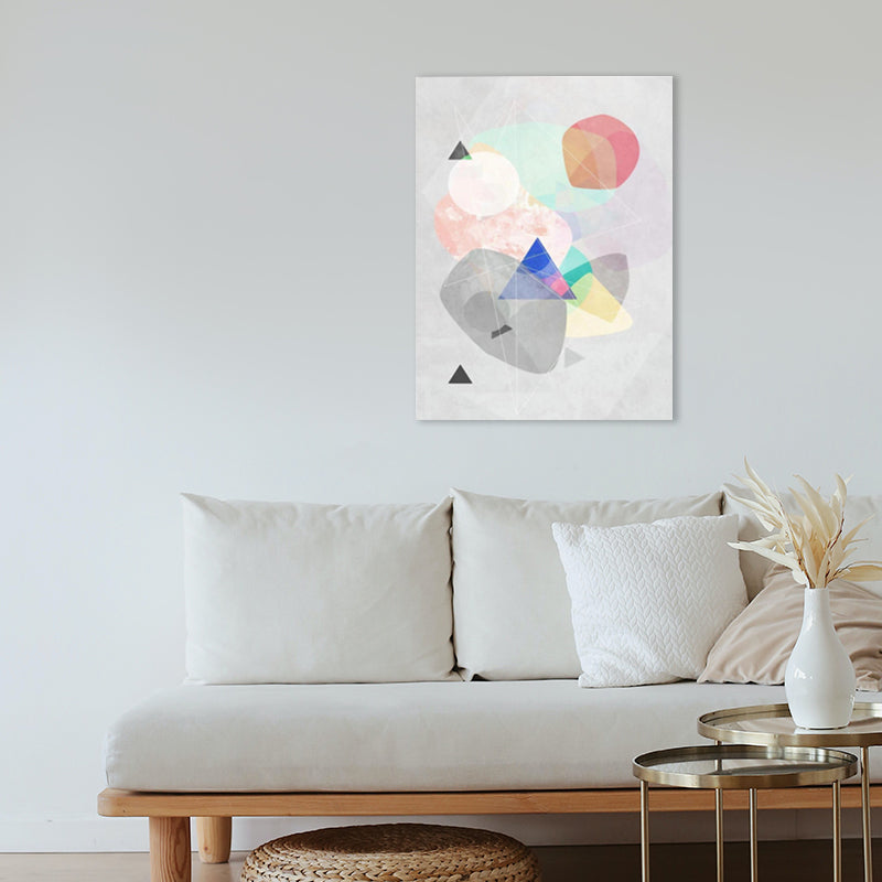 Lapped Graphic Pattern Art Print Textured Nordic Living Room Canvas in Gray and Pink