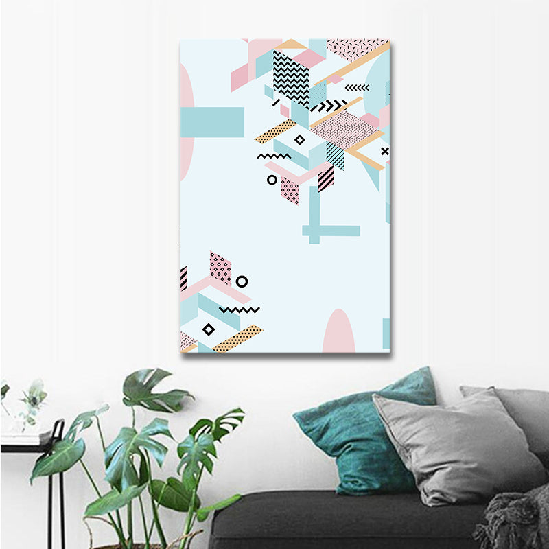 Toile d'art géométrique, décoration murale texturée scandinave de couleur pastel pour chambre d'amis