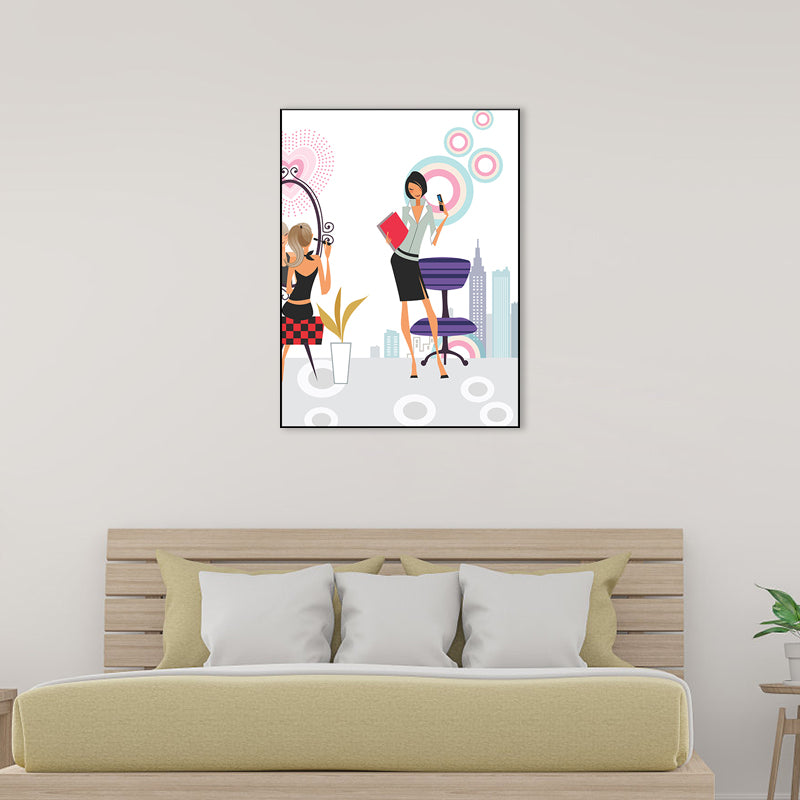 Toile imprimée nordique pour femmes urbaines, décoration murale texturée de couleur Pastel pour salon