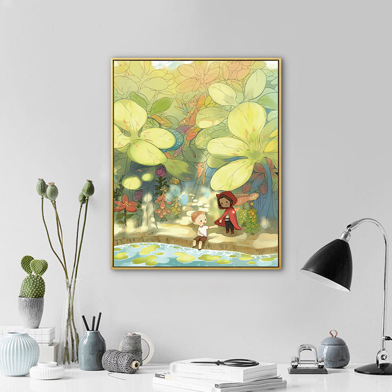 Décoration murale d'excursion artistique pour enfants, impression sur toile texturée de couleur claire pour chambre de bébé