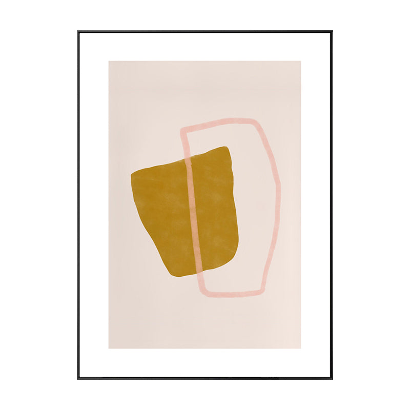 Minimalist Geometric Wall Art Print Yellow and Pink Textured Canvas for Living Room