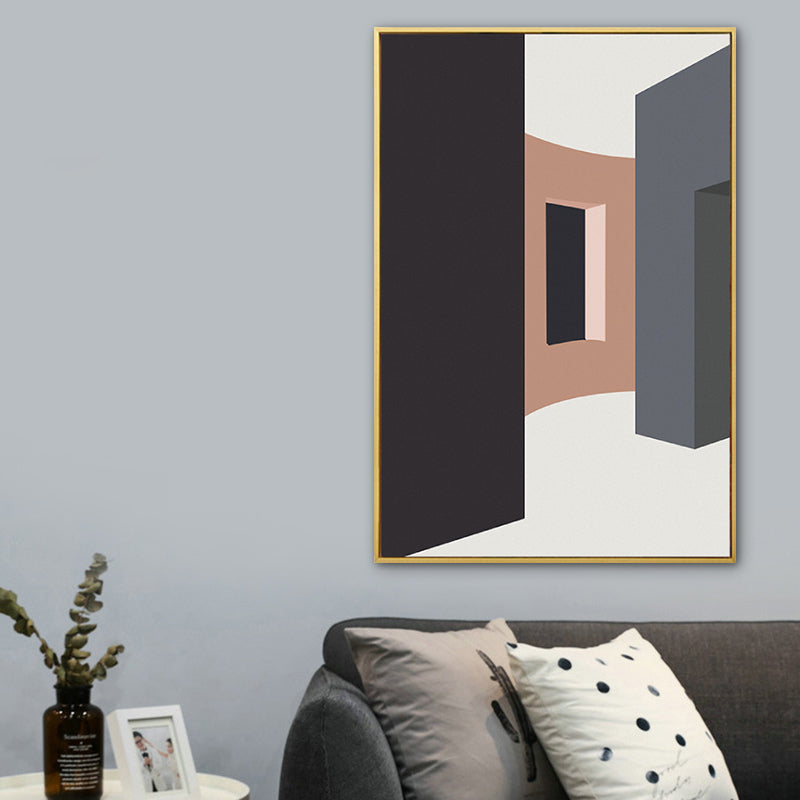 House Interior View Wall Art Living Room Architecture Drawing Canvas in Soft Color for Decor