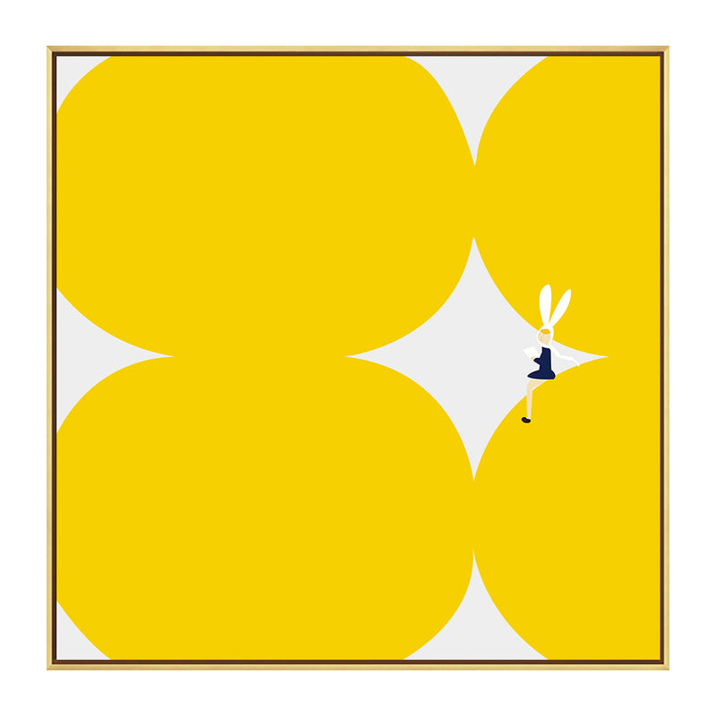 Cute Bunny Girl Canvas Wall Art Dining Room Geometry Wall Decor, Multiple Size Options