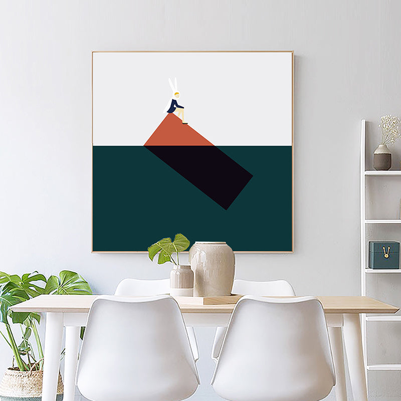 Cute Bunny Girl Canvas Wall Art Dining Room Geometry Wall Decor, Multiple Size Options