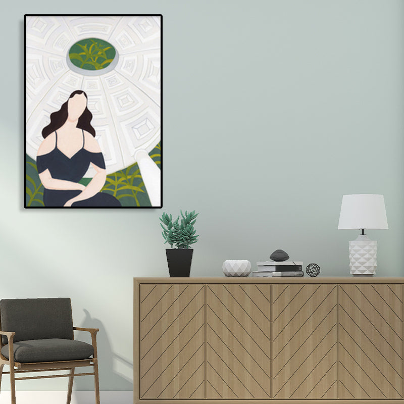 Sightseeing-Leinwanddruck, nordisches Modemädchen, Zeichnung, Wandkunst, Dekor in hellen Farben