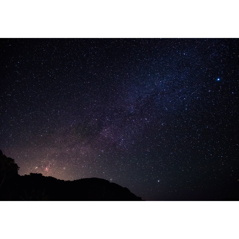 Mountain and Night Stars Mural Decal Black-Blue Contemporary Wall Decor for Living Room