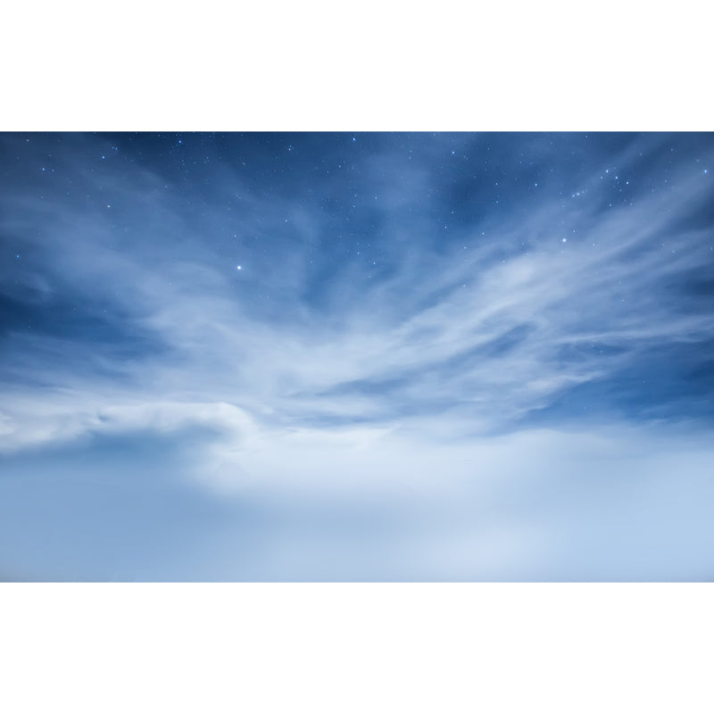 Blue-White Sky Scenery Mural Dazzling Stars Behind Cloud Modern Waterproof Wall Art