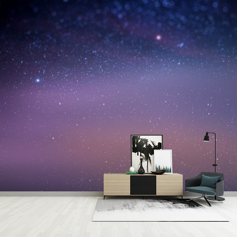 Modern Star and Dust Mural Purple-Blue Astronomy Wall Decoration for Living Room