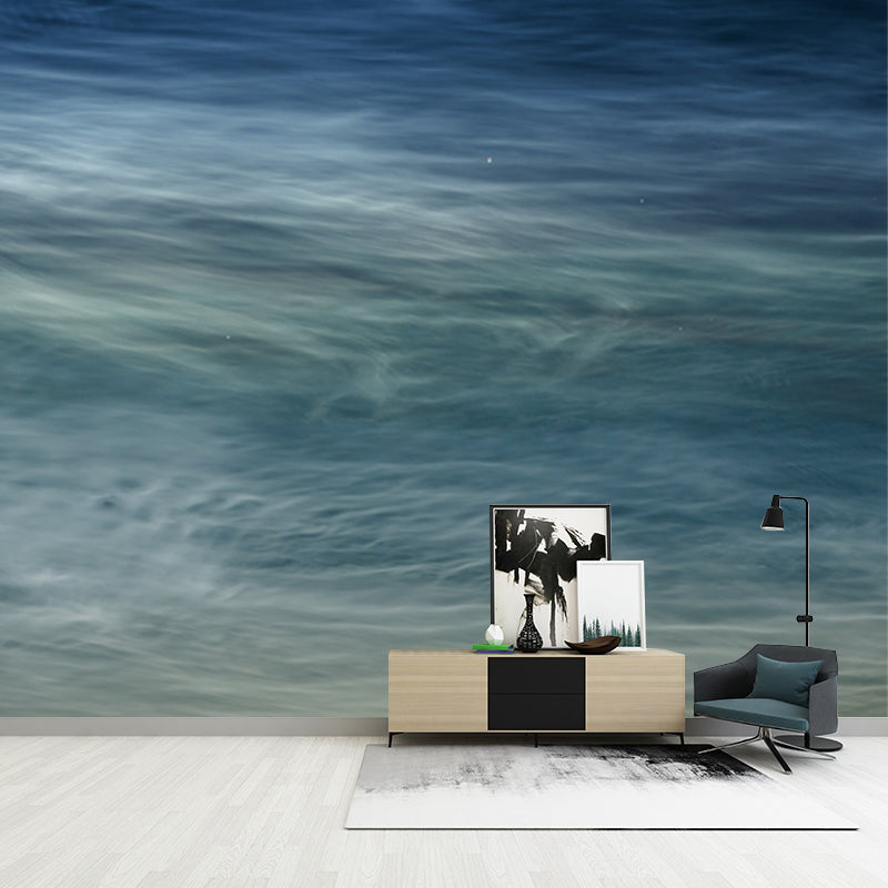 Aqua Waves Printed Wallpaper Mural Moisture Resistant Wall Decoration for Bedroom