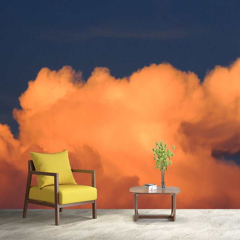 Full Moon Above Cloud Mural Yellow-Blue Modernism Wall Covering for Home Gallery