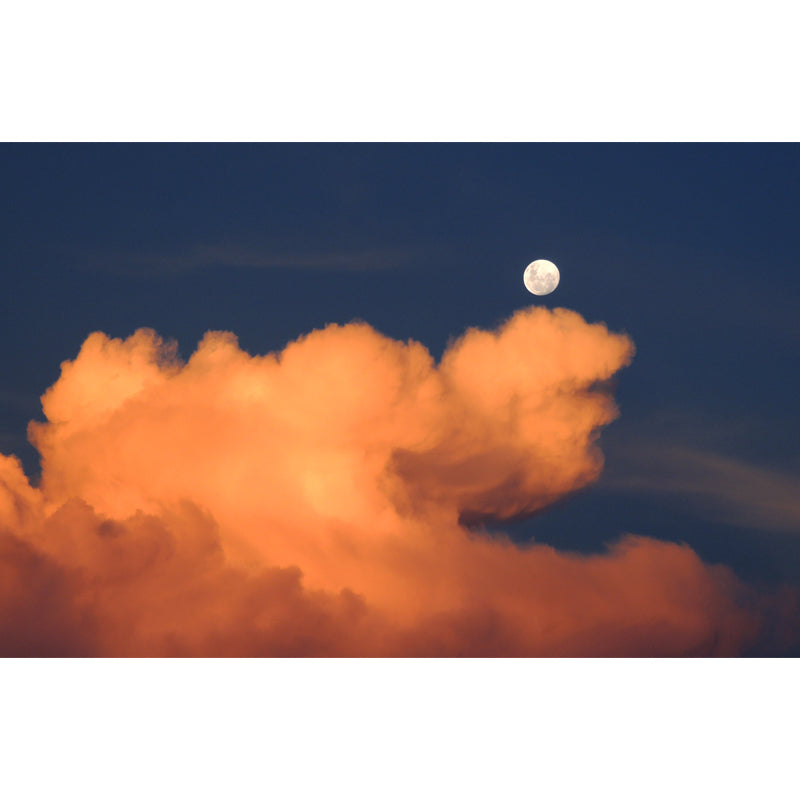 Full Moon Above Cloud Mural Yellow-Blue Modernism Wall Covering for Home Gallery