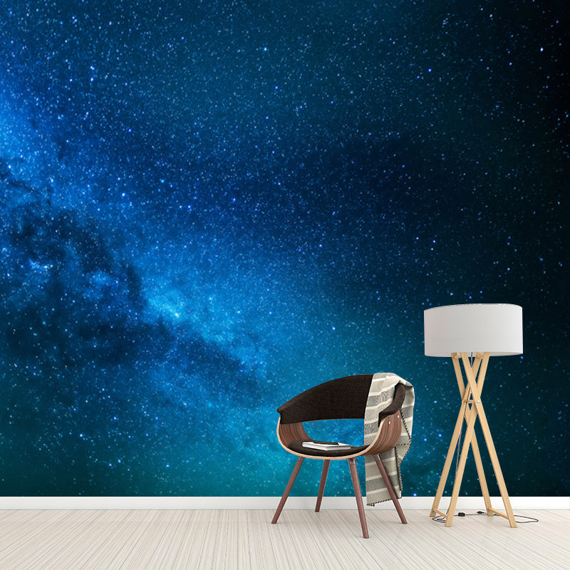 Big Modern Art Wallpaper Mural Blue Distant Parts of Galaxy Wall Covering, Custom Size