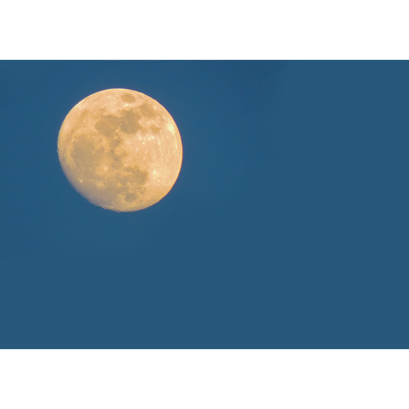 Blue-Yellow Gibbous Moon Mural Astronomy Modernist Washable Wall Decor for Bedroom