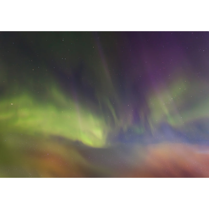 Photo-Printed Modernist Mural Orange-Yellow Polar Lights Wall Covering, Custom Size