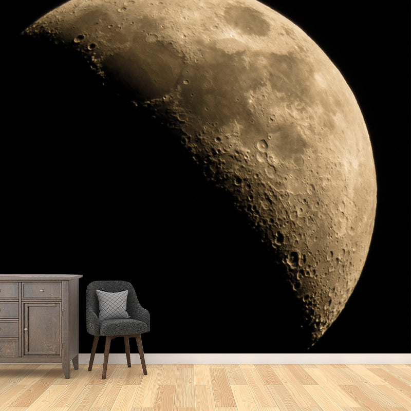Realistic Waning Moon Wall Mural for Children Bedroom Astronomy Wall Covering, Custom Print
