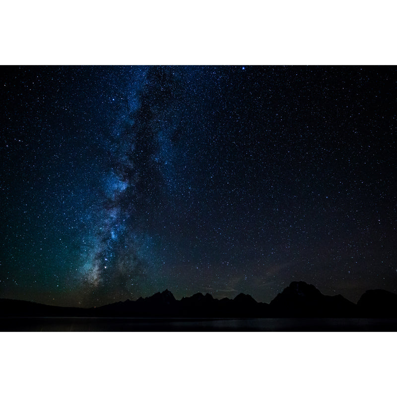 Black-Blue Stars View Mural Stain Resistant Modernist Bedroom Wall Decoration, Non-Woven