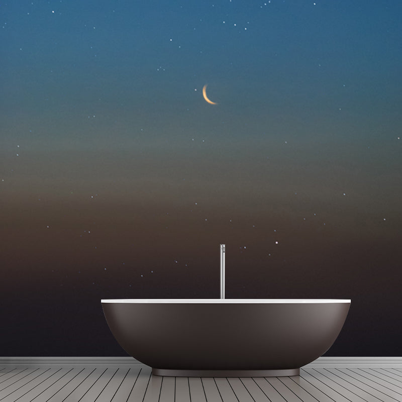 Crescent and Star Afar Mural Modern Washable Living Room Wall Art, Custom Size Available