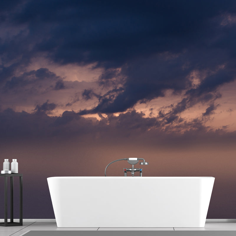 Whole Contemporary Wall Mural Dark Grey-Yellow Nightfall Sunshine Through Cloud Wall Art, Optional Size