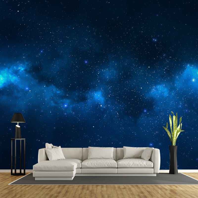 Beautiful Stars and Cloud Mural Wallpaper for Ceiling, Sky Blue-Black, Made to Measure