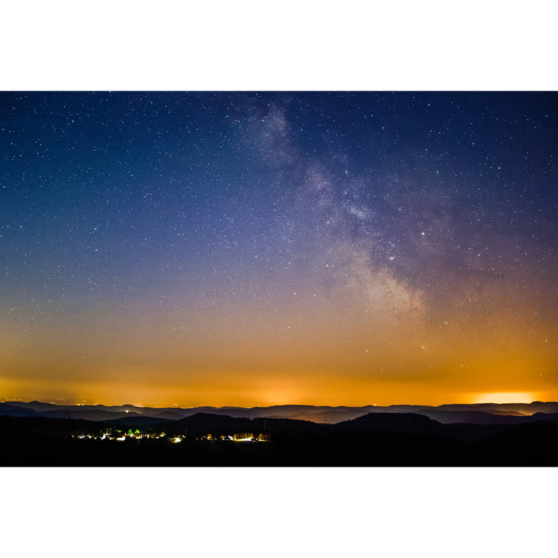 Blue-Yellow Nightfall Stars Mural Moisture Resistant Wall Covering for Living Room