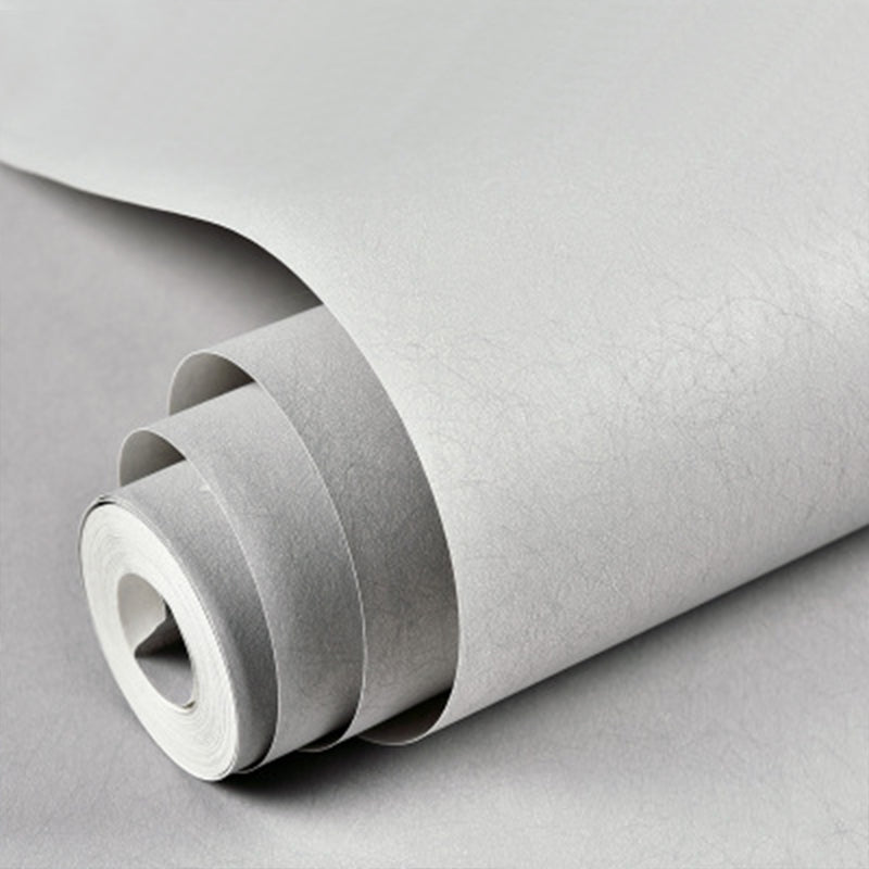 Stain-Resistant Non-Pasted Pure Color Non-Woven Wallpaper in Industrial Grey