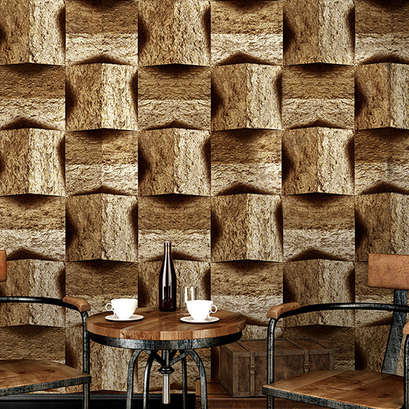 Sandy Yellow 20.5"W x 31'L Vinyl Water-Resistant 3D Faux Wood Wallpaper