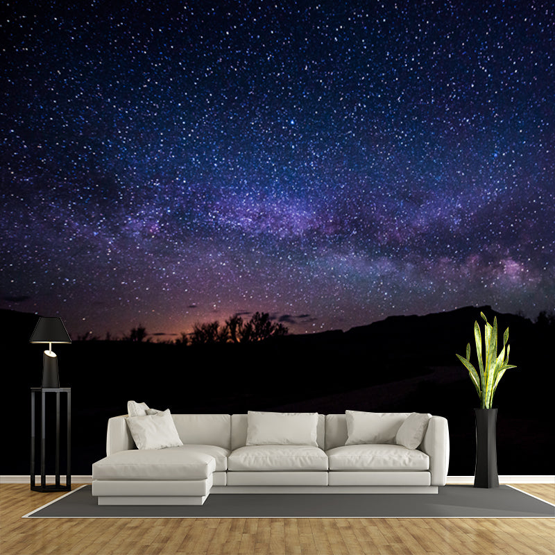 Stunning Galaxy Sky Wallpaper Mural for Bedroom, Blue-Purple, Personalized Print