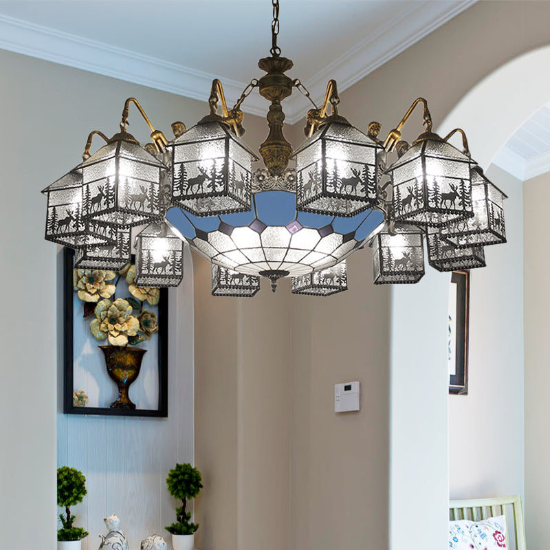 Lustre de maison suspendu traditionnel avec lampe suspendue transparente en verre sirène pour salon