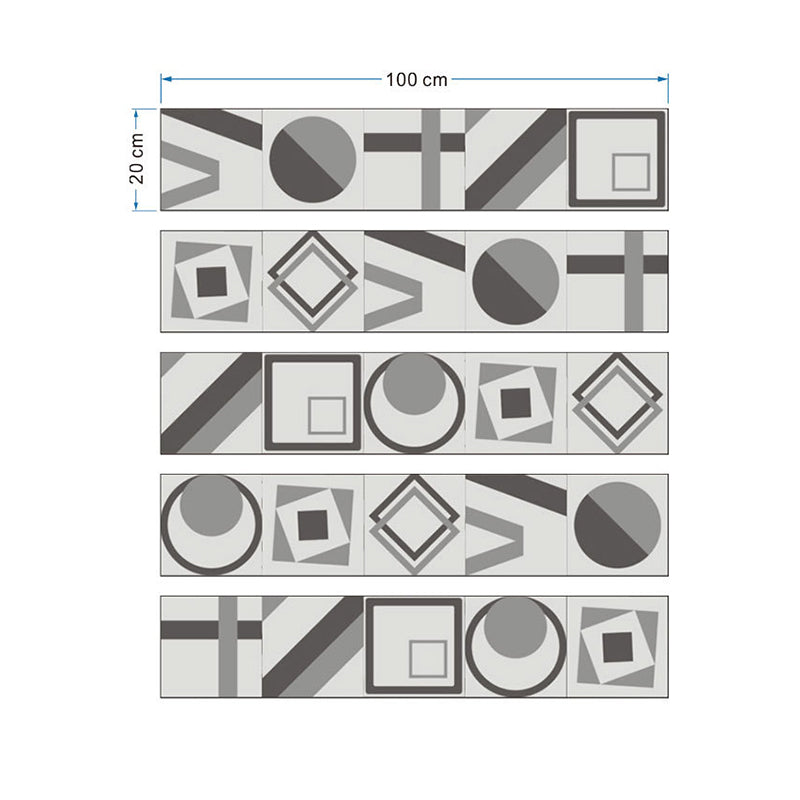 Grey Geometric Shape Wallpaper Panel Set Peel and Paste Modern Bathroom Wall Art