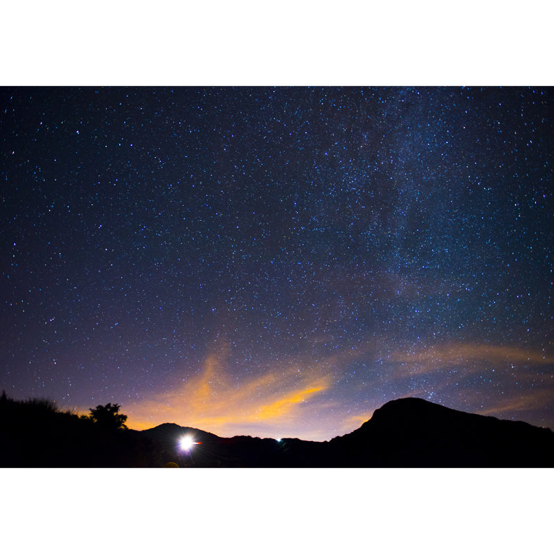 Modern Art Sky Wallpaper Mural Blue-Yellow Starry Night Wall Covering for Bedroom