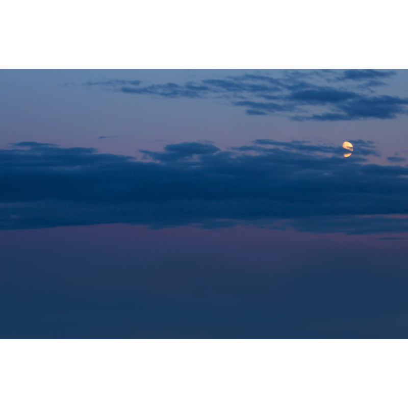 Blue Lake at Night Mural Moon Behind the Cloud Modern Washable Wall Decor Above Bed