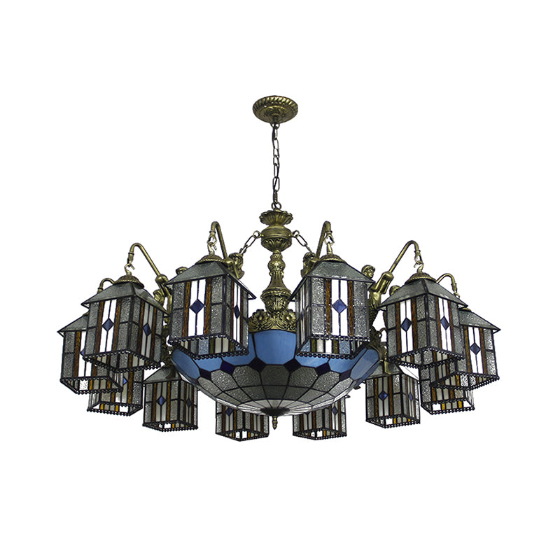 Squisito lampadario a sospensione di lodge con lampada in vetro color sirena per hotel