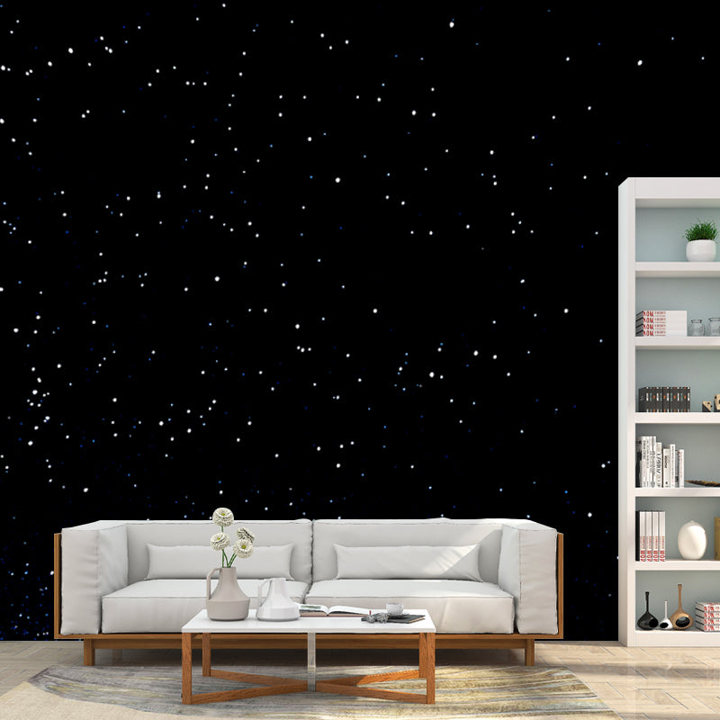 Whole Night Sky Star Mural Wallpaper Waterproof Modernist Bedroom Wall Art in Black