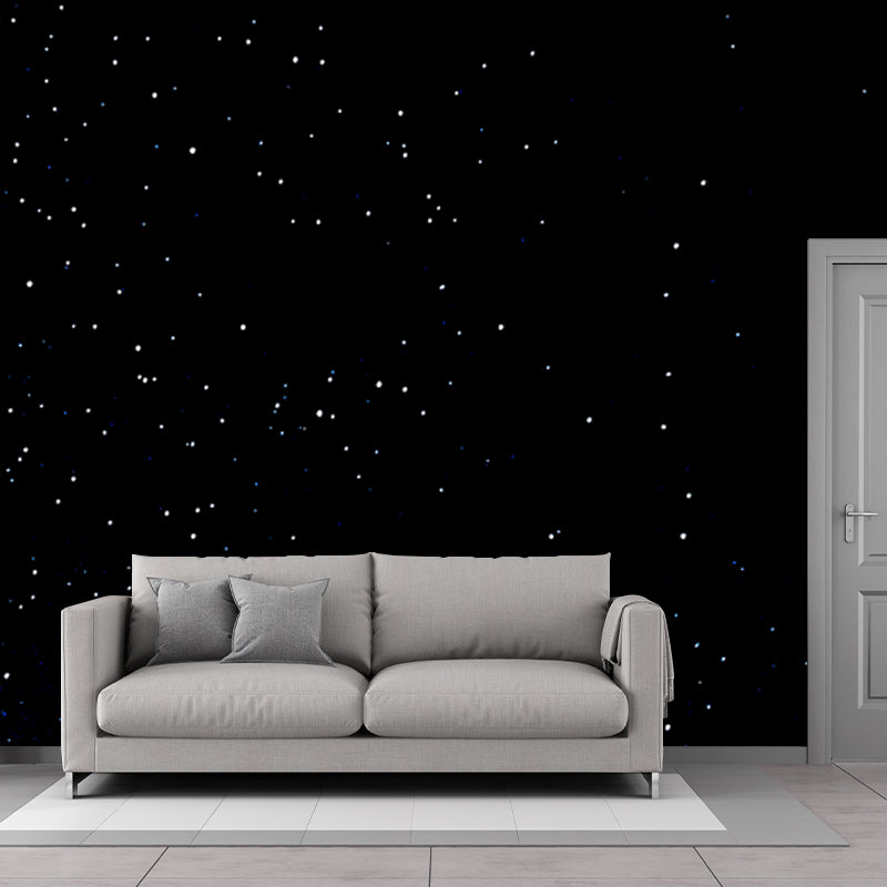 Whole Night Sky Star Mural Wallpaper Waterproof Modernist Bedroom Wall Art in Black