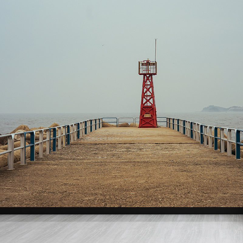 Stain-Proof Beacon Wall Mural Non-Woven Textured Nautical Wall Decor for Guest Room