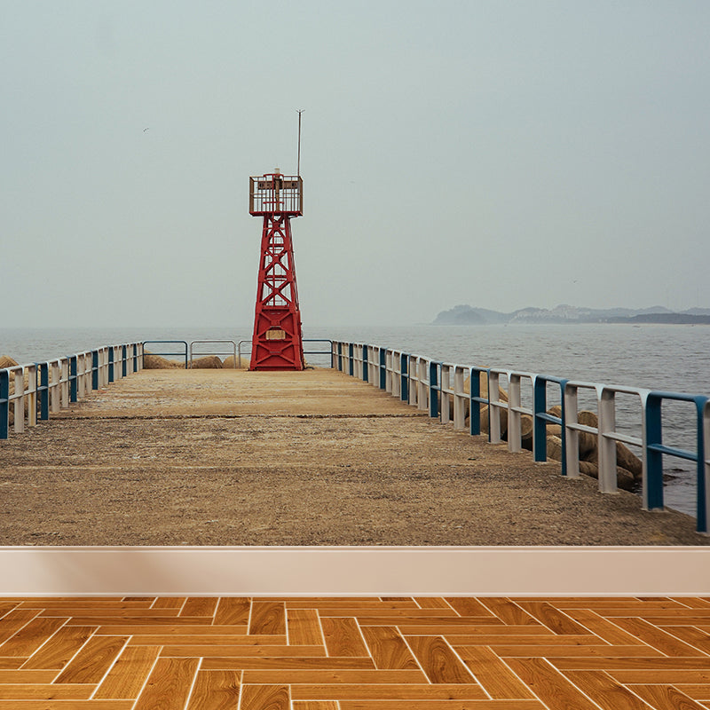 Stain-Proof Beacon Wall Mural Non-Woven Textured Nautical Wall Decor for Guest Room