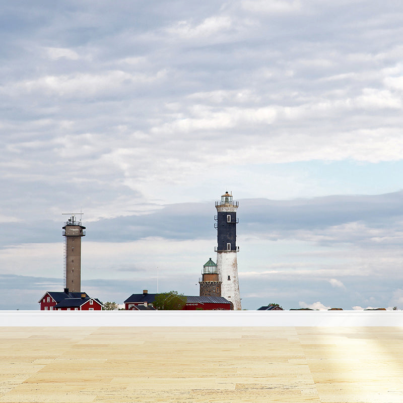 Stain-Proof Beacon Wall Mural Non-Woven Textured Nautical Wall Decor for Guest Room