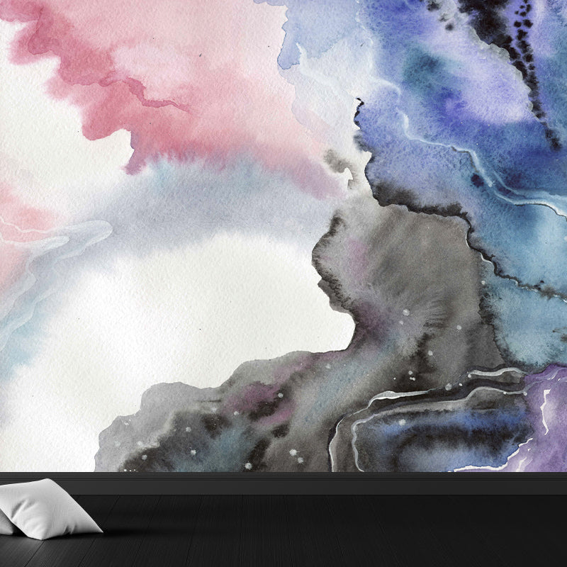 Light Color Abstract Graphic Mural Stain Resistant Contemporary Bathroom Wall Covering