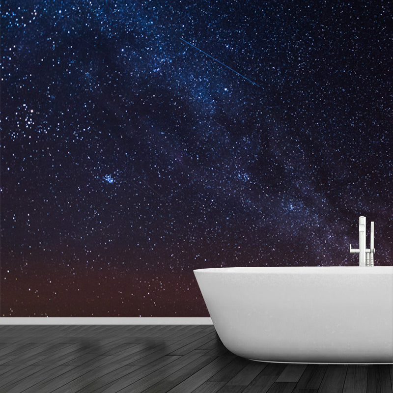Whole Starry Night Wallpaper Mural Blue Non-Woven Material Wall Covering, Washable, Custom Print