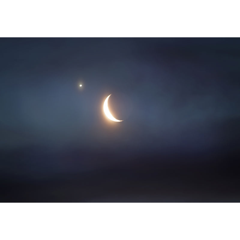 Shiny Night Sky Crescent Mural Wallpaper for Bedroom, Blue-Yellow, Made to Measure