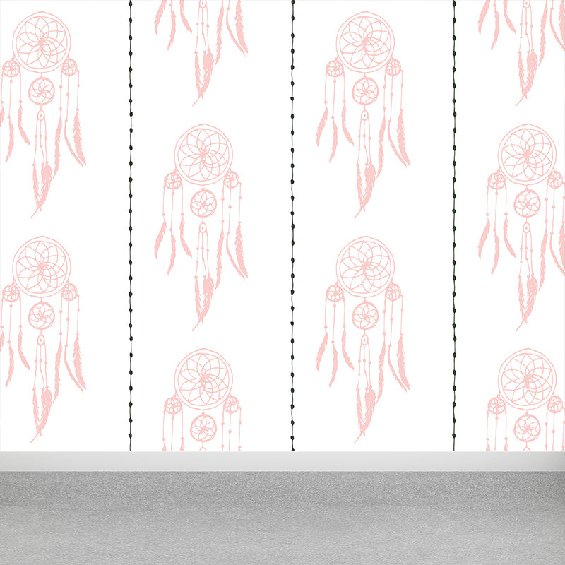 Feather Print Mural Decal Contemporary Non-Woven Textured Wall Covering in Soft Color