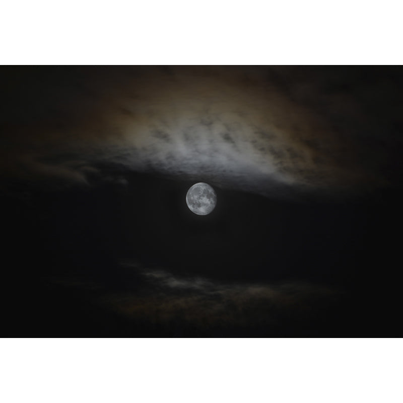 Full Moon on Sky Mural Black-Grey Modern Wall Covering for Accent Wall, Size Optional