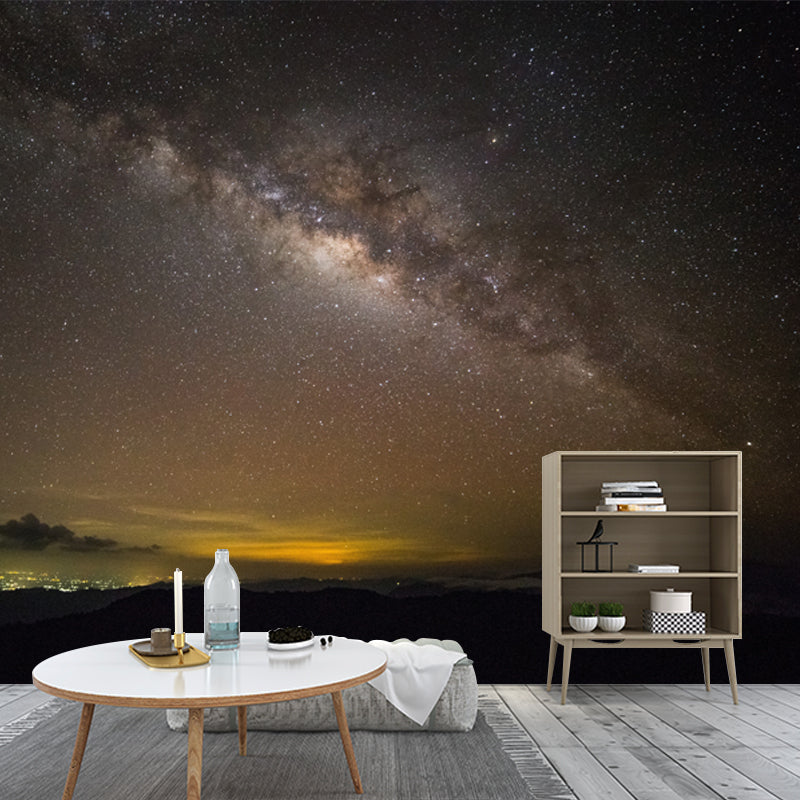 Luminous Star Sky Wall Mural for Bedroom Distant Night Town Wall Decor, Custom Print