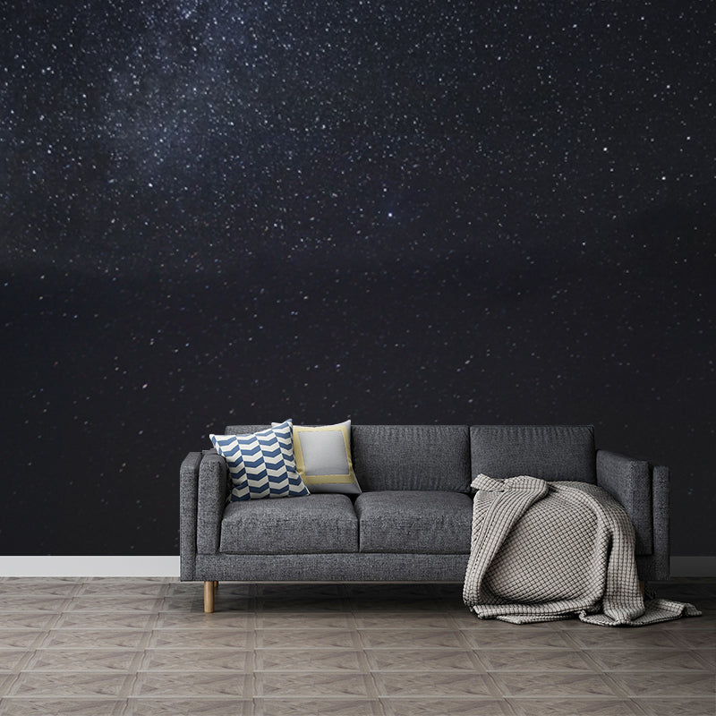 Black Night Sky Wallpaper Mural Starry Modern Waterproofing Wall Covering for Home