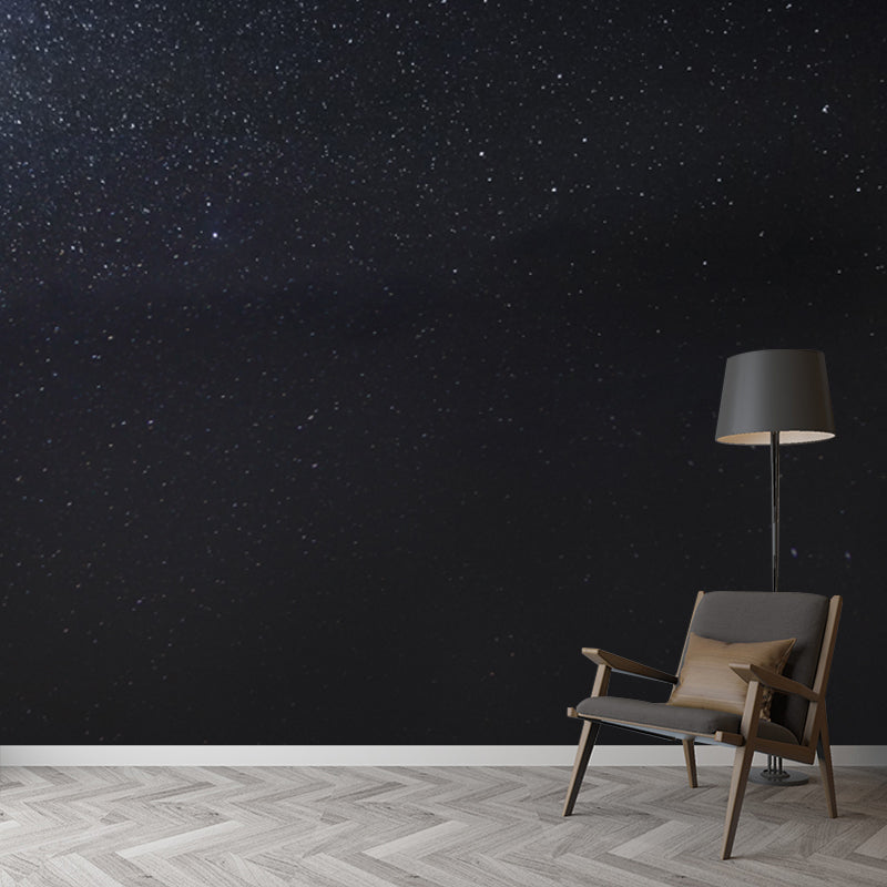 Black Night Sky Wallpaper Mural Starry Modern Waterproofing Wall Covering for Home