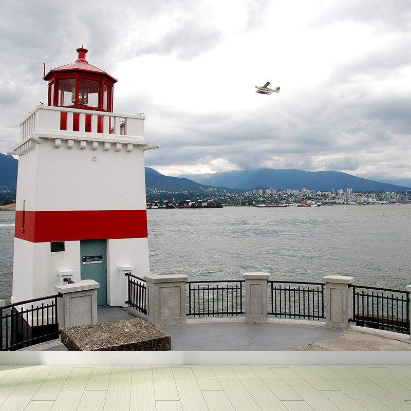 House Decor Lighthouse Mural Decal Customized Coastal Wall Covering for Living Room