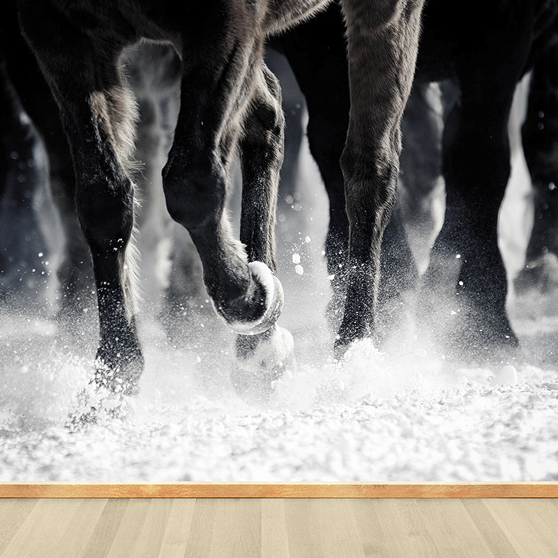 Pastel Color Running Horse Mural Wallpaper Animals Contemporary Stain-Proof Wall Art