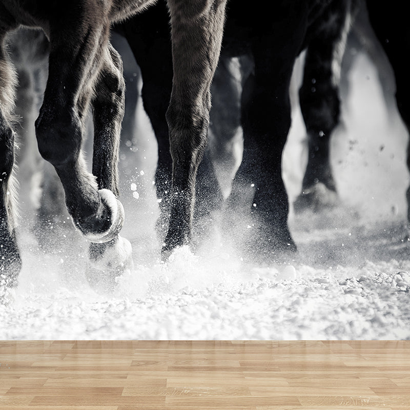 Pastel Color Running Horse Mural Wallpaper Animals Contemporary Stain-Proof Wall Art